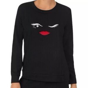 Kate Spade Black Winking Face Long Sleeve Top Sweatshirt Women’s Size S